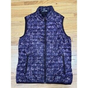 Eddie Bauer Goose Down Puffer Vest Women's Small EB550 Purple Full Zip Pockets